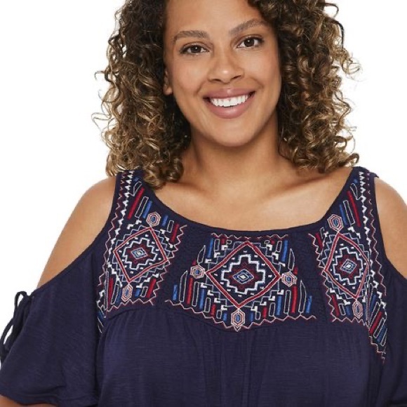Harper + Zoe Plus Women's Embroidered Cold Shoulder Top - Picture 4 of 11